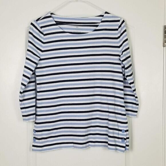 TALBOTS Preppy Striped Maritime 3/4 Sleeve Top - Picture 1 of 6